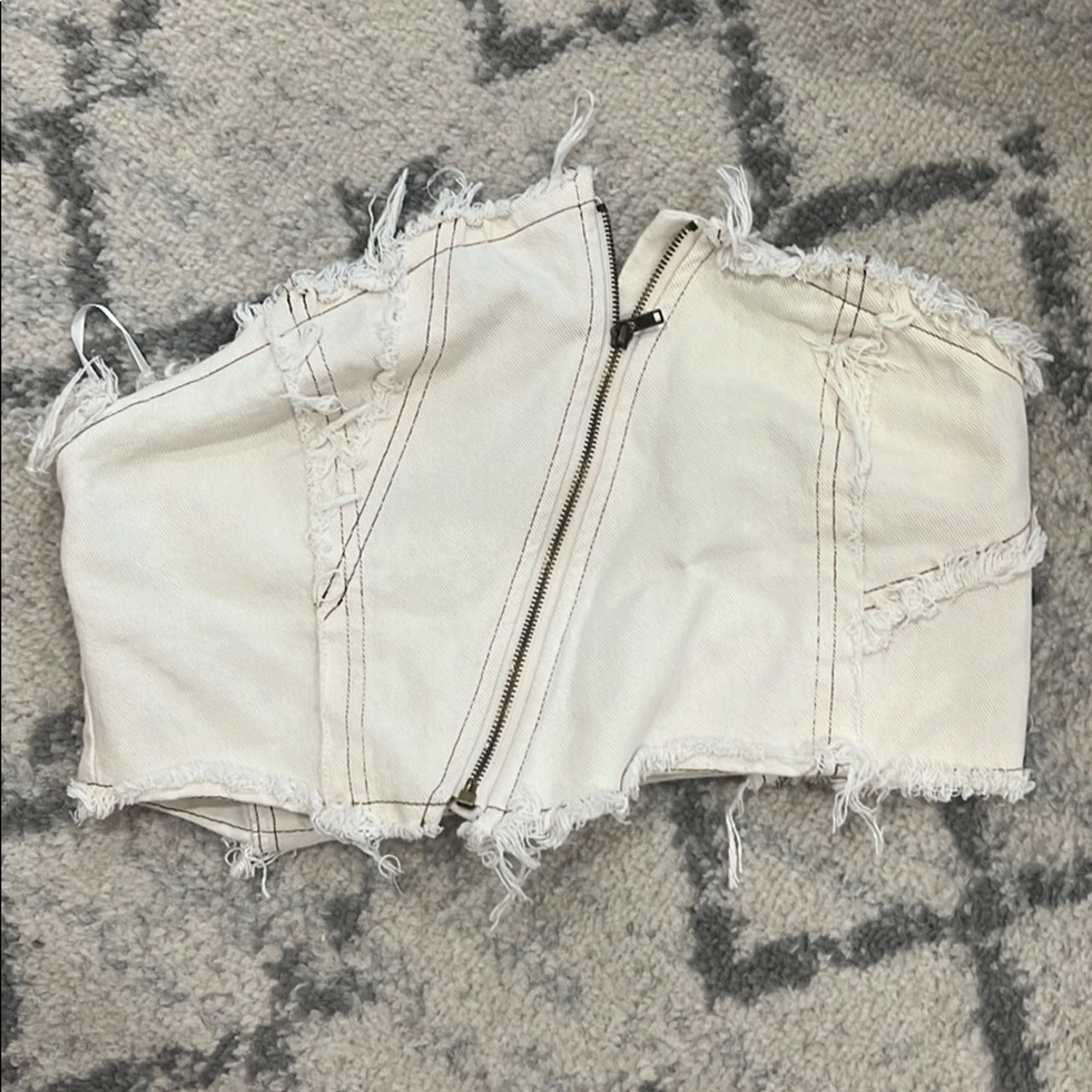 White distressed tube top ⚡️